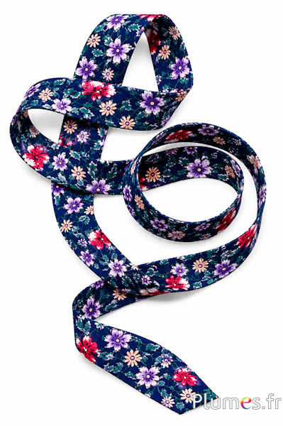Band mit Blumenmuster - Breite 40 mm - blau  